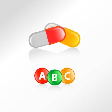 Abc vitamin hapları beyaz arka plan izole
