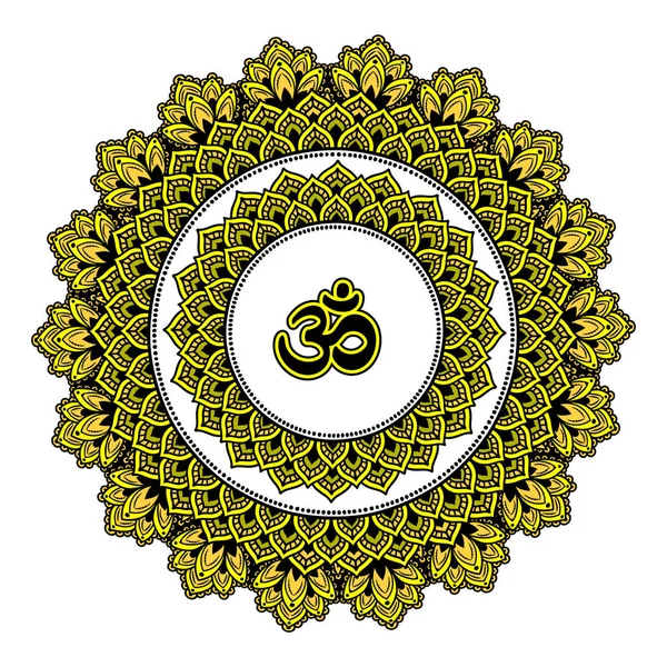 Mandala vectorial, adorno de la India. Patrón étnico simétrico en wh — Vector de stock