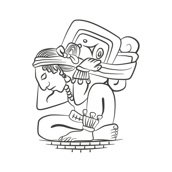 Mayan Illustration Man Bag Isolated White Background — Stok Vektör