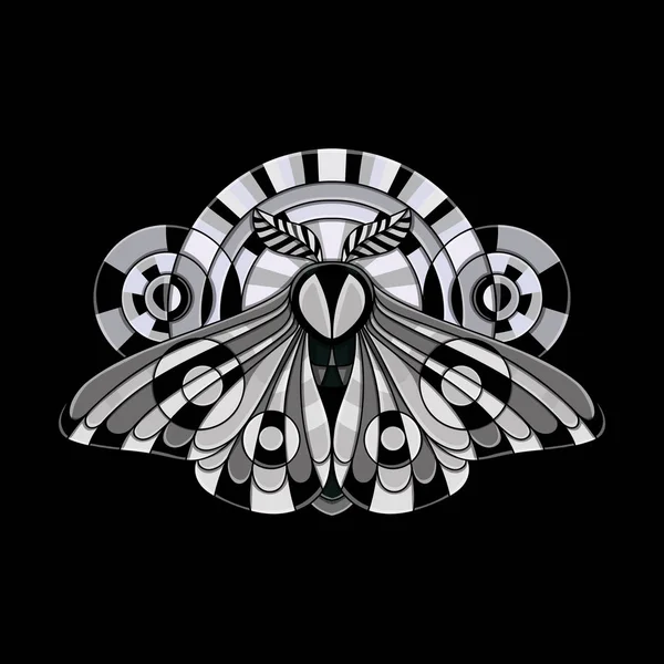 Póster Con Insecto Polilla Blanco Negro — Vector de stock