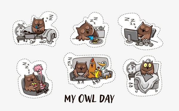 Owl and the day of the owl. Humorous comics about the life of an