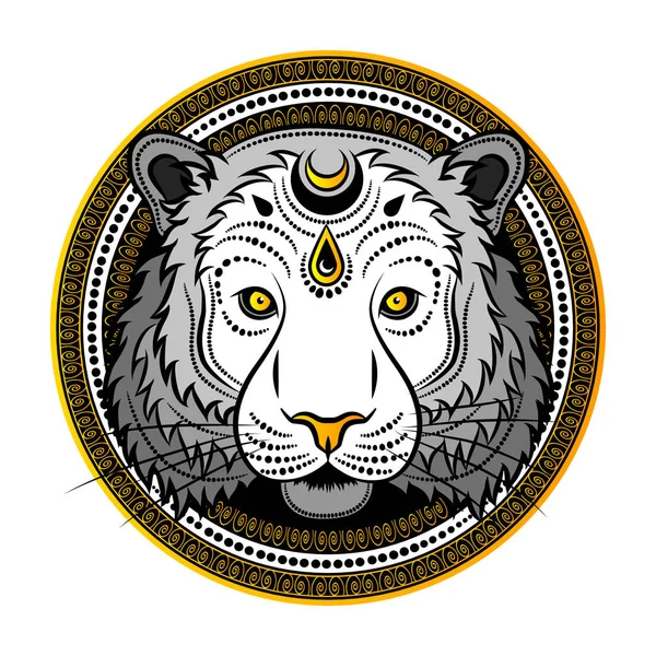 Tiger Portrait Circle Isolated White Background — Stock Vector