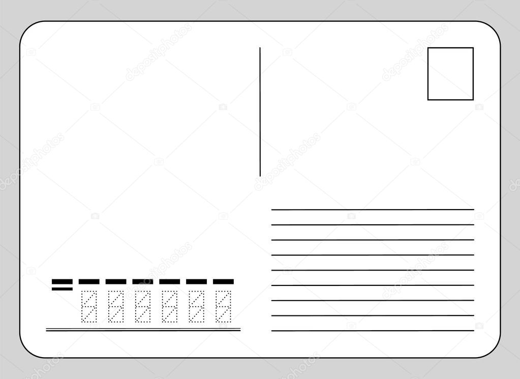 Vector template reverse side of the postcard and postcode