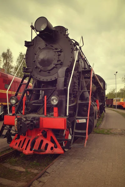 Locomotiva Vapor Trem Vermelho Ferro Rodas Vermelhas — Fotografia de Stock