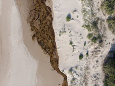 denize akan nehri üzerinde üstten görünüm