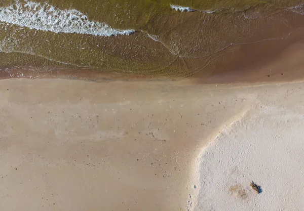 Blick Von Oben Auf Meer Und Sand Zum Küstensee — Stockfoto