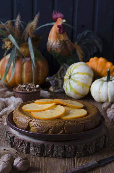 Pastel Calabaza Con Miel Nuez Caqui —  Fotos de Stock