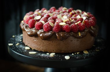 Çikolata Soslu Çikolatalı Cheesecake ve Ahududu  