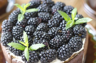 Lor krema ve böğürtlen ile pişirme olmadan Kek  