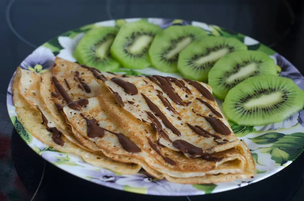 Pancakes Plate Breakfast Kiwi — Stock Photo, Image