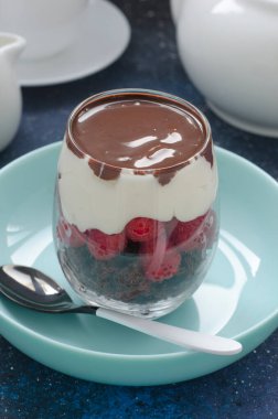 Ahududu kremalı ve çikolata soslu ıvır zıvır.  