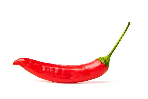 Egy Piros Csípős Chili Paprika Fehér Háttérrel Közel Mexikói Növényi — Stock Fotó