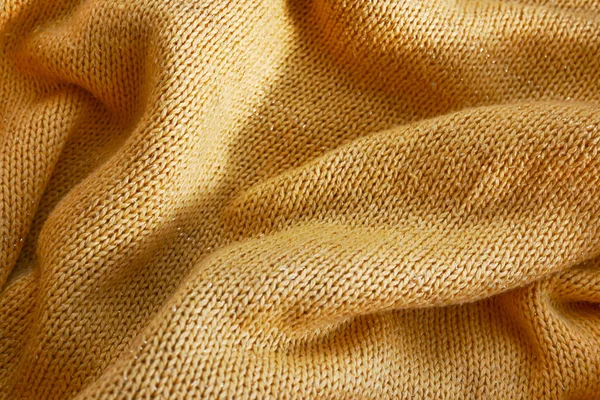 Mode wellig von gelber Farbe wollenen Stoff textile Oberfläche Backg — Stockfoto