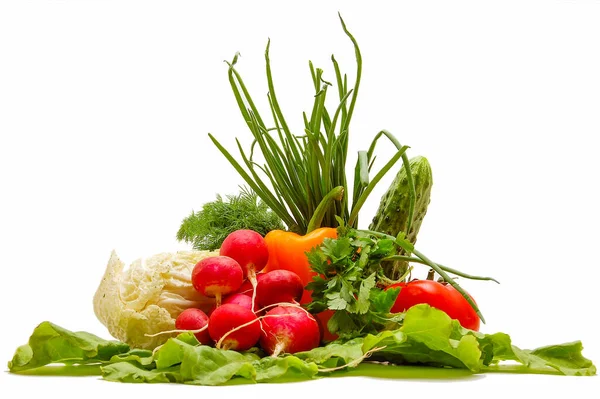 Verduras Frescas Crudas Maduras Sobre Fondo Blanco — Foto de Stock