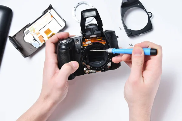 Hand Reparation Bajonett Slr Kamera Ovan — Stockfoto