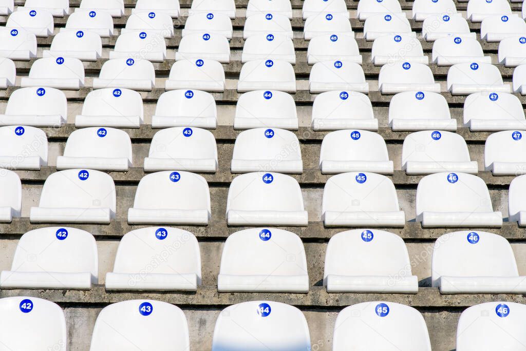 Empty trebuns at the football stadium, sitting place