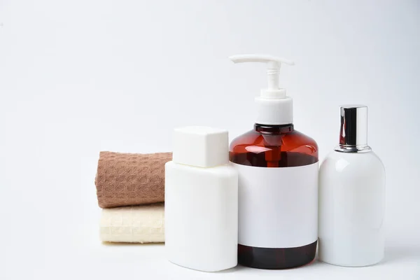 Limpiar Maqueta Marca Productos Spa Cosméticos Sobre Fondo Blanco — Foto de Stock