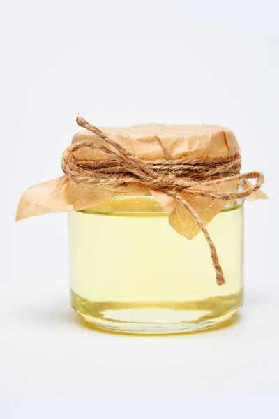 Aceite Tarro Con Tapa Cuerda Papel — Foto de Stock