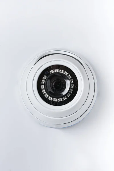 Dome Ronde Bewakingscamera Toegangscontrolesystemen Geïsoleerd Witte Achtergrond — Stockfoto
