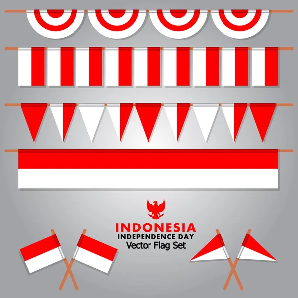 Set Vettoriale Bandiera Decorativa Indonesia — Vettoriale Stock