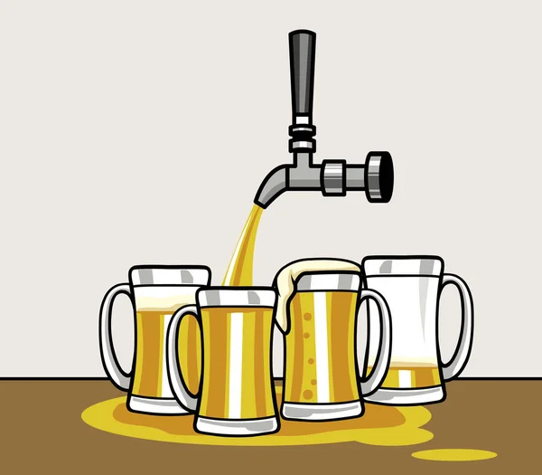 Χύνει Μπύρα Μια Ομάδα Από Κούπα — Διανυσματικό Αρχείο