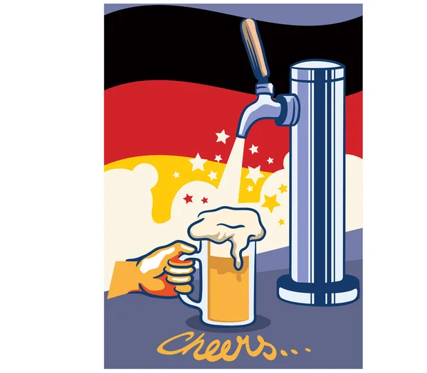 Grifo Cerveza Con Bandera Alemana Pop Art Poster — Vector de stock