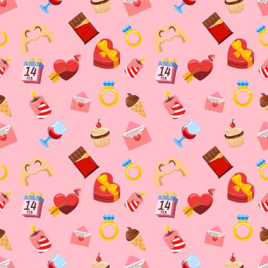 Sevgililer günü Tema Dikişsiz desen vektör tasarımı.