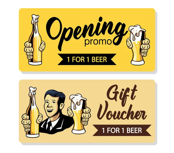 Vettoriale Design Retrò Birra Voucher — Vettoriale Stock