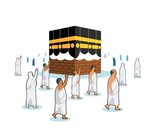 Camino Peregrinación Del Hayy Rezar Alrededor Media Cubierta Abierta Kaaba — Archivo Imágenes Vectoriales