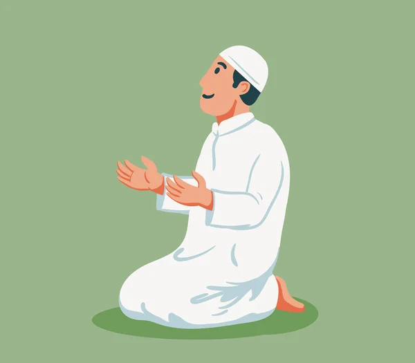 イスラム教徒男性のフラットな文字に座るし — ストックベクタ