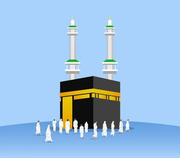 Μουσουλμάνους Προσκυνητές Γύρω Από Την Kaaba Κατάλληλο Για Γραφικές Πληροφορίες — Διανυσματικό Αρχείο