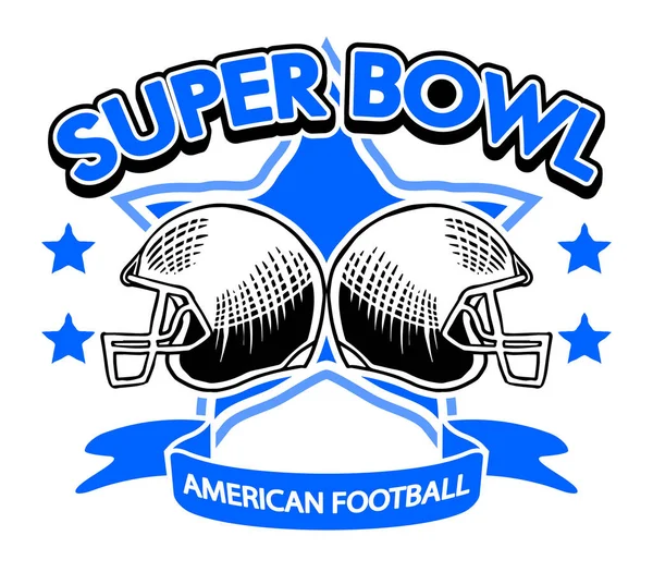 Super Bowl American Football Competition Theme Badge Manual Drawing Style — Stock Vector