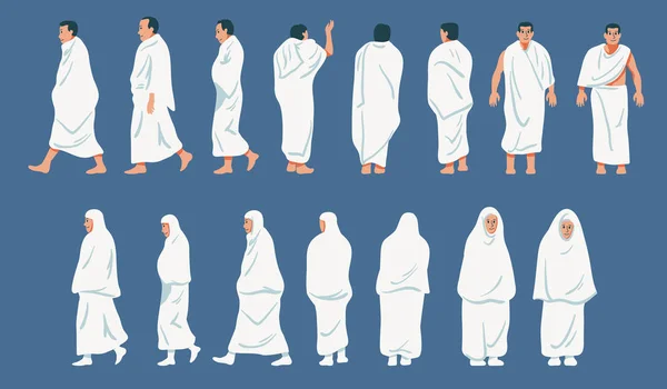 Ensembles Caractère Figuratif Pèlerinage Hajj — Image vectorielle