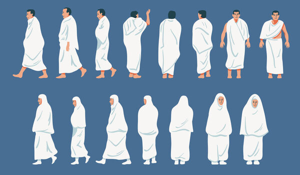 Sets of figurative character of hajj pilgrimage.