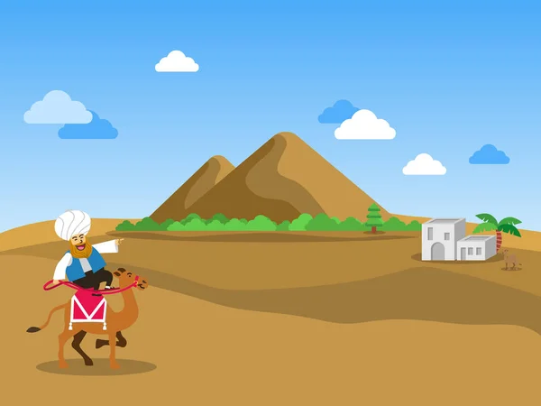 Jeździec Wielbłądzie Podróży Przez Pustynię — Wektor stockowy