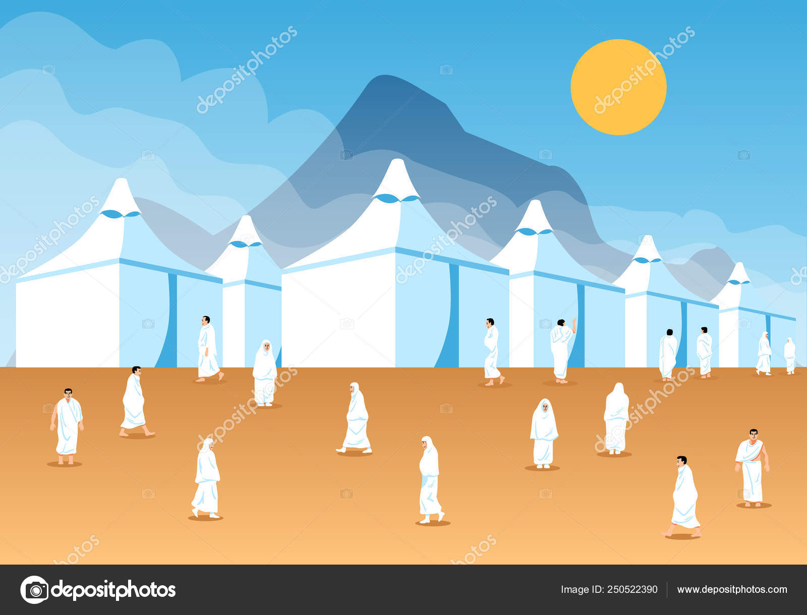 Hajj Pilgrims At Mina Tent City Vector Image By C Alaikazizi Vector Stock 250522390