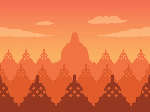 Twilight Buddha Temple Silhouette Fond — Image vectorielle