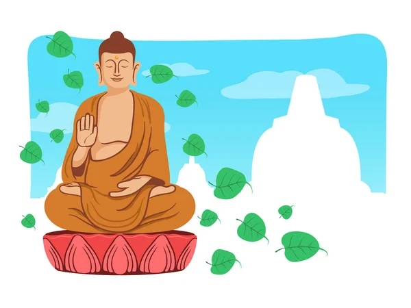 Lachende Boeddha voor Vesak Dag groet — Stockvector