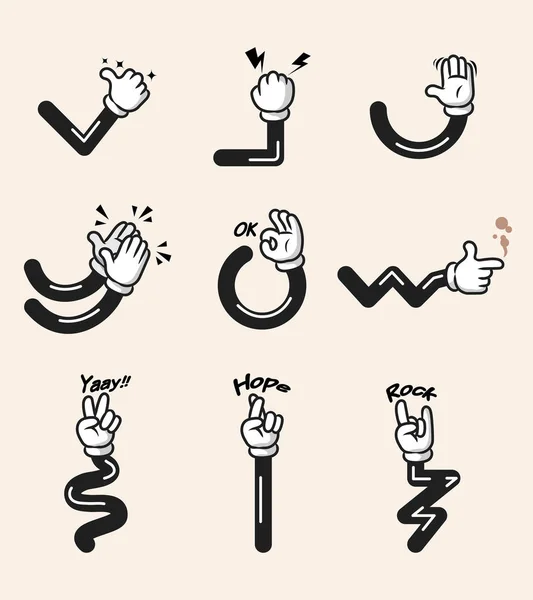 Luva branca Comic Cartoon Hand Gesture —  Vetores de Stock