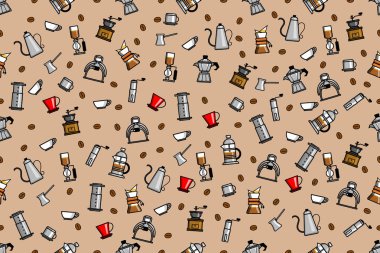 Kahve Brewer Dikişsiz deseni