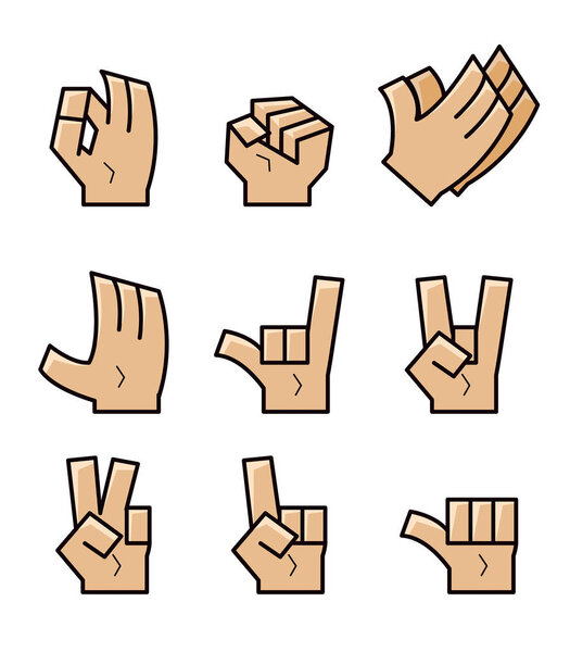 Cube Cartoon Hand Gesture