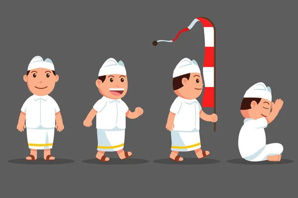 Conjunto de personagens de desenhos animados bonitos de Bali Boy —  Vetores de Stock