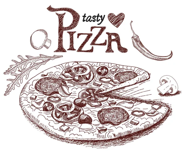 おいしいイタリアのピザ. — ストックベクタ