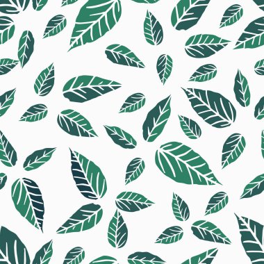 Seamless pattern with leaves of green bay leaves on a white background clipart