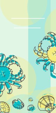 Balık menüsü ve deniz ürünleri için şablon. El ile çizilmiş.