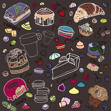 Desen eliyle, renkli vektör resim çizilir.