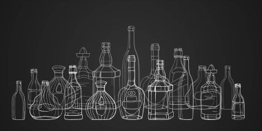 Barlar, restoranlar için karanlık bir arka plan üzerinde illüstrasyon.