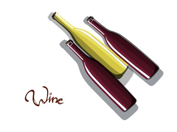 Vin vitt och rött på en vit bakgrund, — Stock vektor