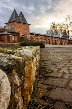 Rusya, Zaraysk şehri. Akşam üstü Zaraisk Kremlin.