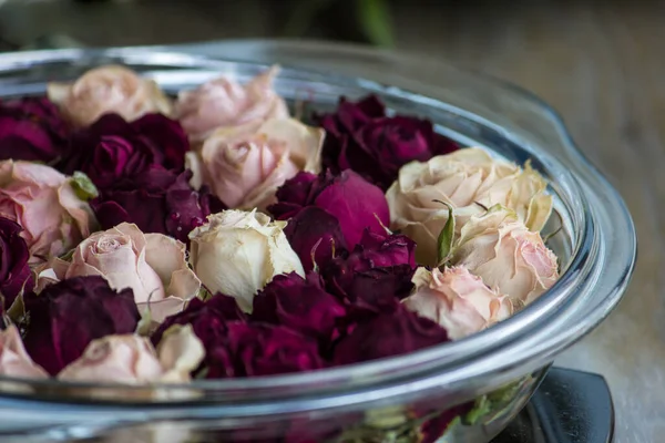 Flores Secas Una Pequeña Rosa Flores Secas Flores Lavanda — Foto de Stock